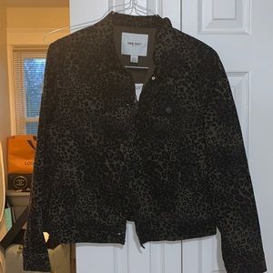 Dark leopard print denim jacket